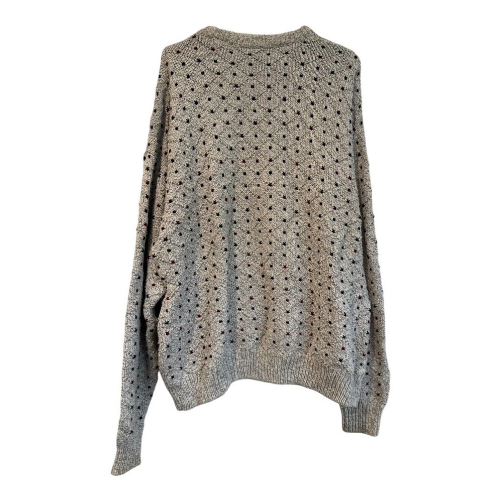 Authentic Vintage ISSU Knit Sweater USA Made GrayMulticolor Dot Pattern Men’s XL - Picture 2 of 6